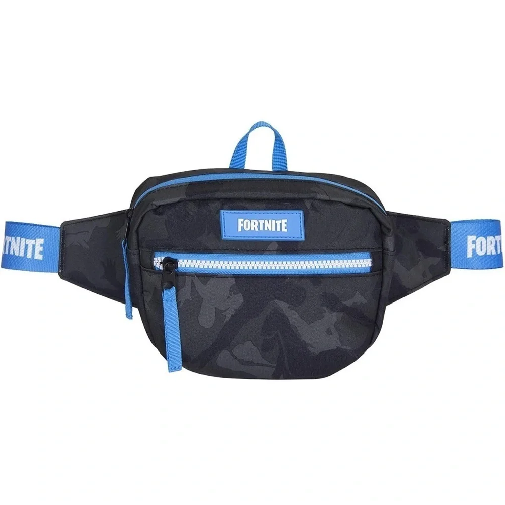 Fortnite Black & Blue Waist Bag/Fanny Pack - Functional with Multiple Po…
